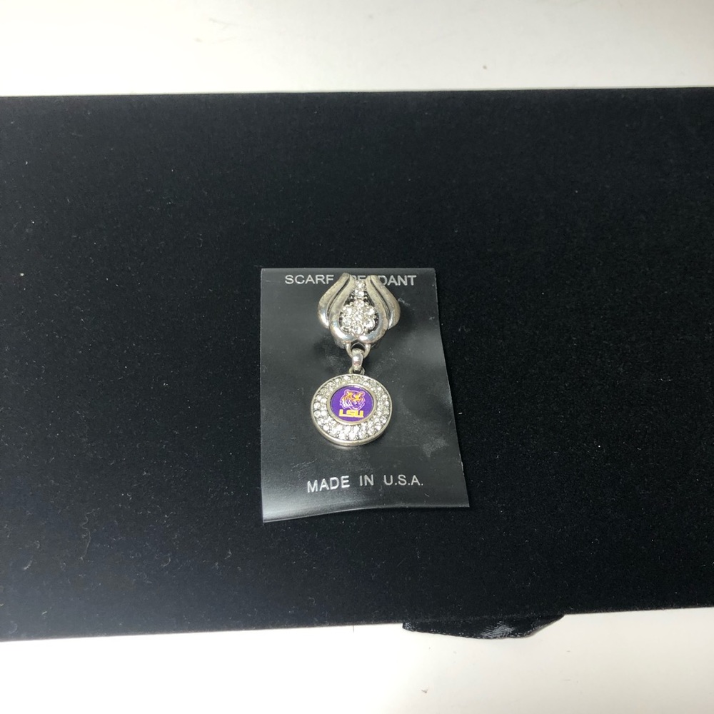 LSU Louisiana State NCAA Scarf Pendant with Rhinestones